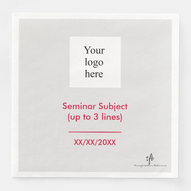 Cherry und Lt. Gray In-Person Seminar Logo Serviette (Vorderseite)