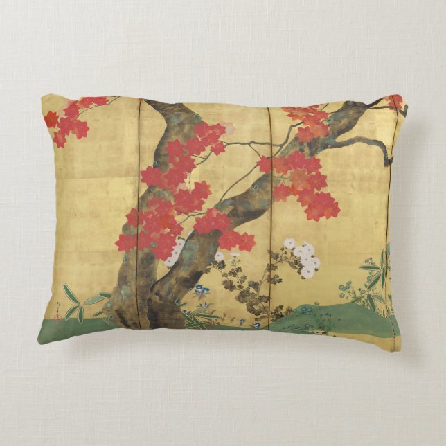 Cherry und Maple Trees-Hōitsu-Bildschirm Dekokissen (Rückseite)