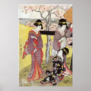 Cherry View at Gotenyama by Kitagawa Utamaro Poster