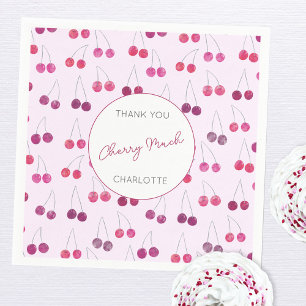 Cherry Watercolor Brautparty Personalisiert Serviette