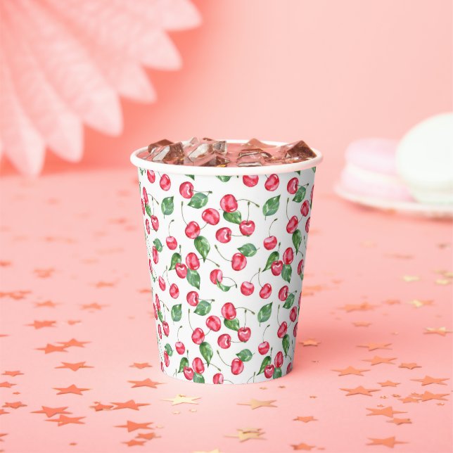 Cherry Watercolor-Muster Pappbecher (Insitu)