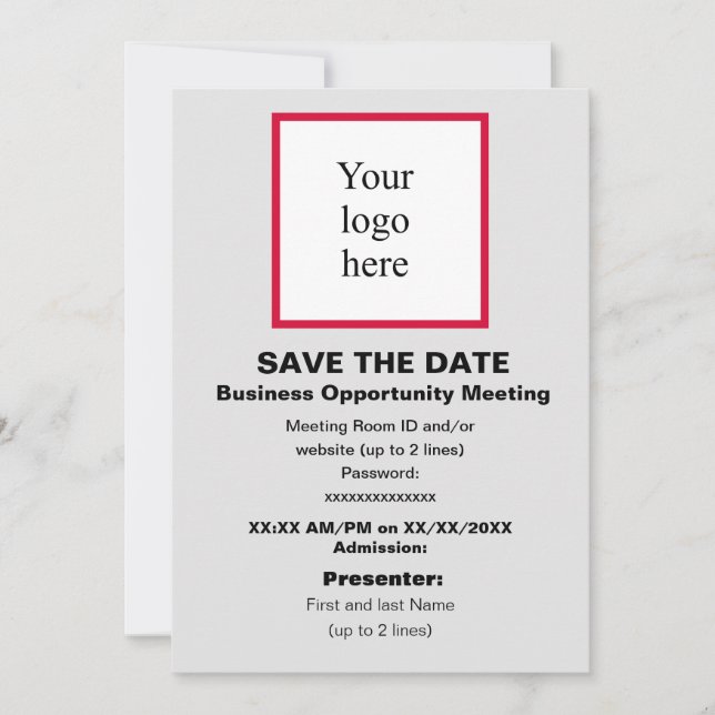 Cherry/Wht./Lt. Grey Virtual Bus. Opp. Mtg. Logo Save The Date (Vorderseite)