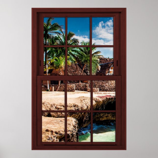 Cherry Wood Picture Karibohnenansicht Poster (Vorne)