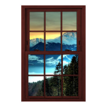 Cherry Wood Picture Window Mountain View 3 von 3