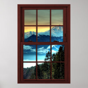 Cherry Wood Picture Window Mountain View 3 von 3 Poster