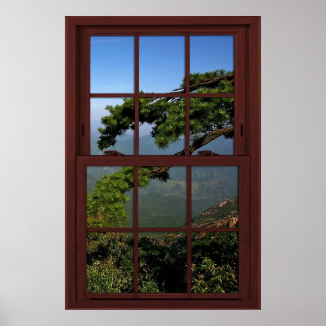 Cherry Wood Picture Window Scenery - Illusion Poster (Vorne)