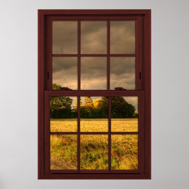 Cherry Wood Picture Window Scenery - Stormy Sky Poster (Vorne)