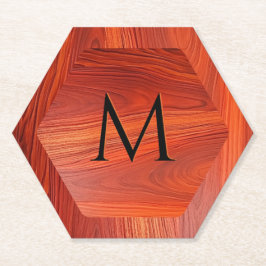 Cherry wood texture custom monogram. untersetzer