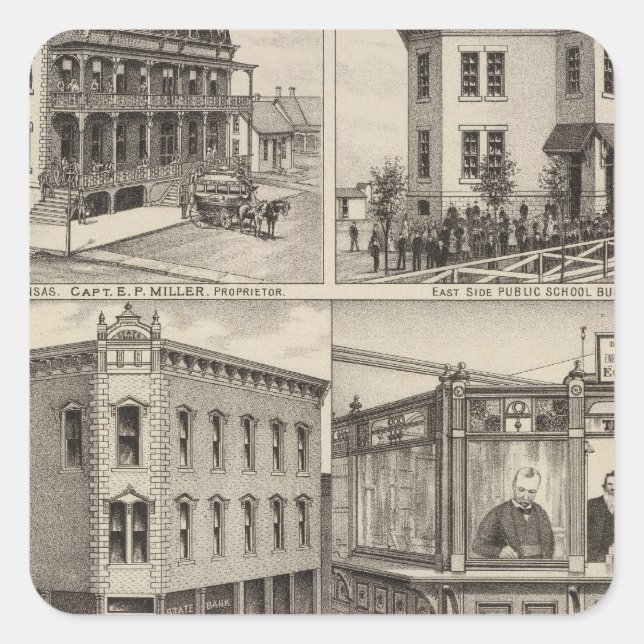 Cherryvale, Kansas Quadratischer Aufkleber (Vorderseite)