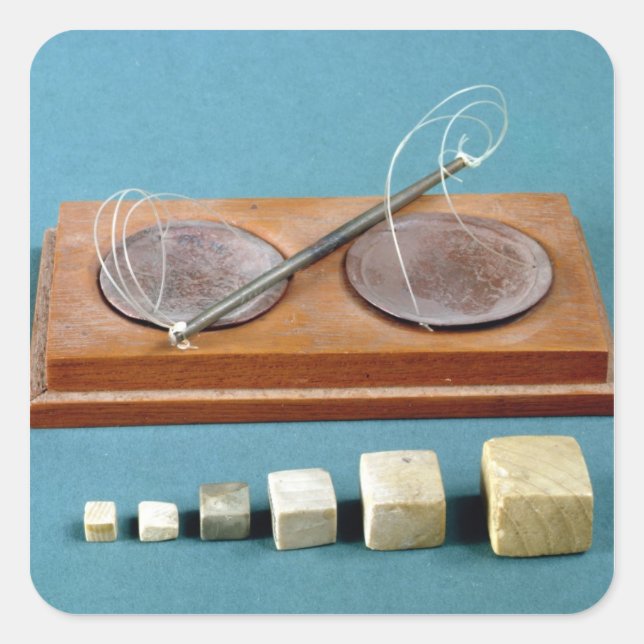 Chert-Gewichte und Kupferbilanz, Mohenjodaro, 230 Quadratischer Aufkleber (Vorderseite)