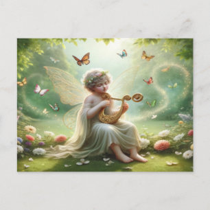 Cherub Angel Playing Harp Postkarte