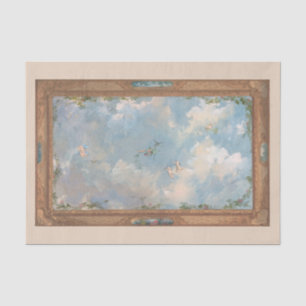Cherub Angel Sky Wolken Gold Frame Art Decoupage Seidenpapier
