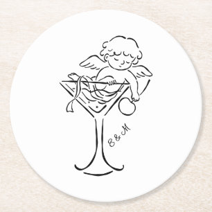 Cherub Cupid Cocktail Hochzeit Verlobung Runder Pappuntersetzer