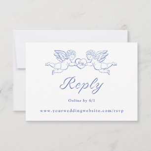 Cherub Cupid Paar hält Herz Hochzeit Online RSVP Karte