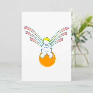 Cherub Engel auf orangem Globus Einladung