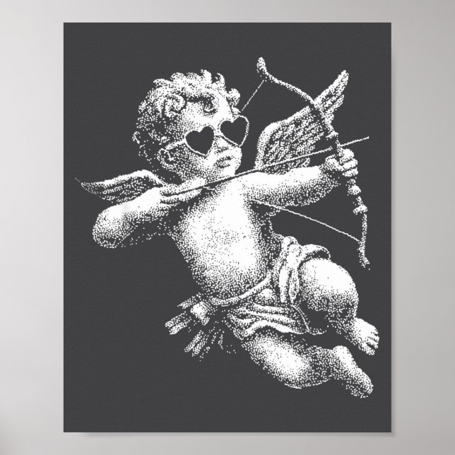 Cherub Engel Cud Vintage Ästhetik Valentinstag  Poster (Vorne)