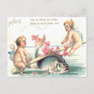 Cherub Engel Wippe Fisch Postkarte