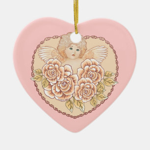 Cherub Herz Engel Schmuck Keramikornament