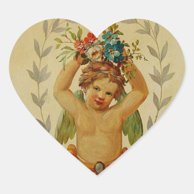 Cherub mit Positions Herz-Aufkleber (Vorderseite)