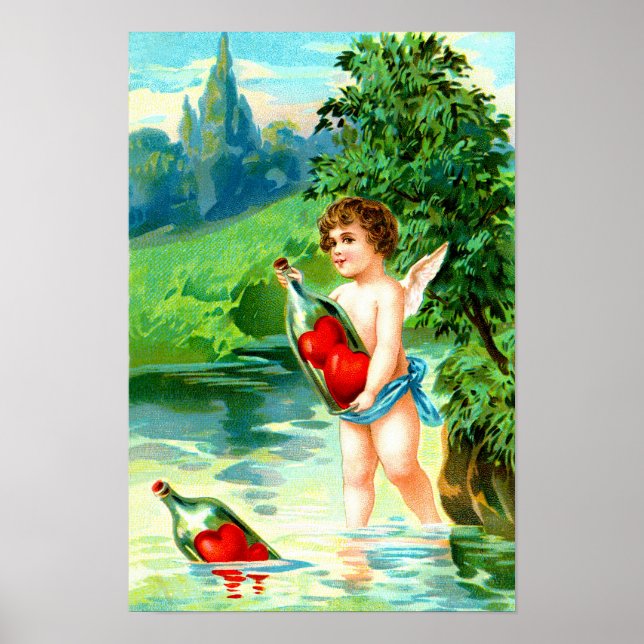 Cherub und Herzen Poster (Vorne)