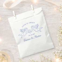 Cherubim halten Herzpaar-Cupid-Anfangsbuchstaben Geschenktütchen