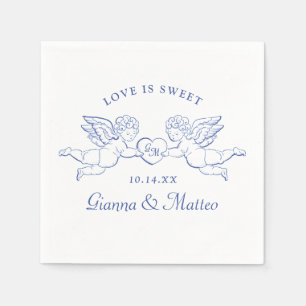 Cherubim halten Herzpaar Cupids Initialen Serviette