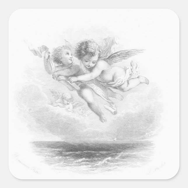 Cherubim Quadratischer Aufkleber (Vorderseite)