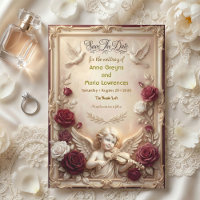 Cherubim und Tauben Verzierte Save-the-Date-Karte