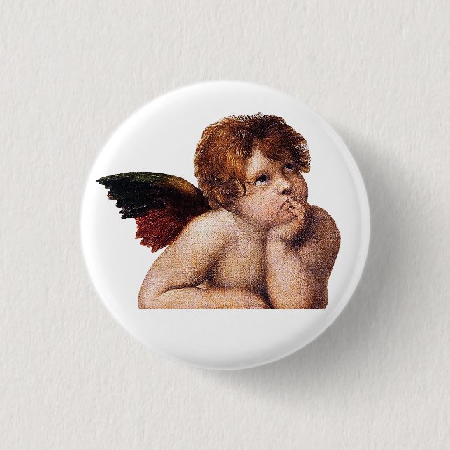 Cherubinen, geflügelte Engel Gemälde von Raffael Button (Vorderseite)