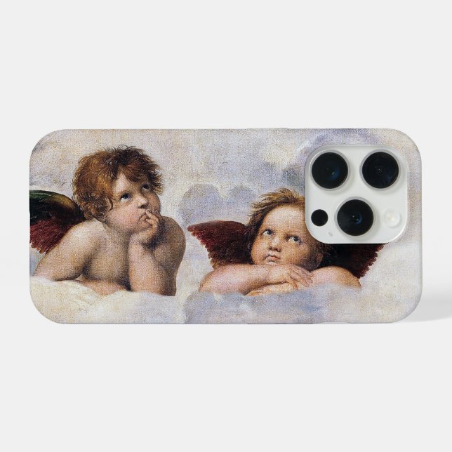 Cherubinen, geflügelte Engel Gemälde von Raffael iPhone Hülle (Rückseite (Horizontal))
