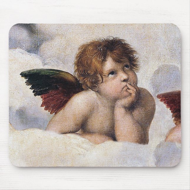 Cherubinen, geflügelte Engel Gemälde von Raffael  Mousepad (Vorne)