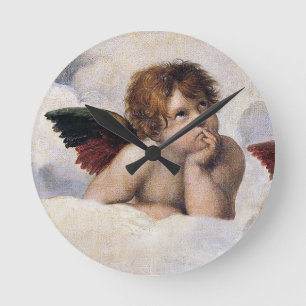 Cherubinen, geflügelte Engel Gemälde von Raffael Runde Wanduhr