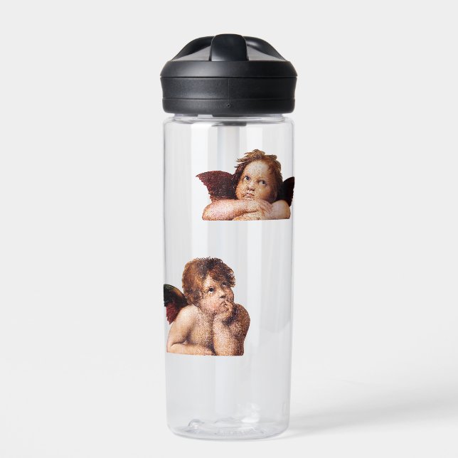 Cherubinen, geflügelte Engel Gemälde von Raffael  Trinkflasche (Vorderseite)