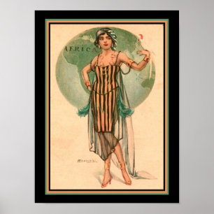 Cherubini, Art-Deco "Reisende Mädchen" Poster
