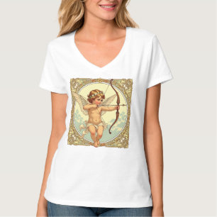 Cherubische Figur mit einem Kranz aus winzigen wei T-Shirt