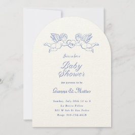 Cherubs Holding Heart Couples Baby Dusche Einladung