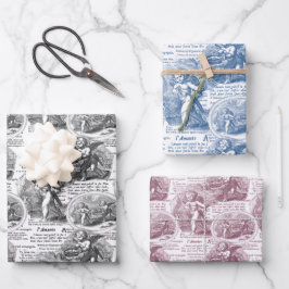 Cherubs in der Liebe Romantische französische Stad Geschenkpapier Set