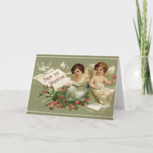 Cherubs und Rose Valentine Feiertagskarte