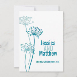 Chervil grafische moderne Blume aquamarine Hochzei Einladung
