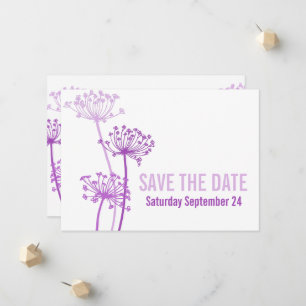 Chervil moderne grafische Blume Save the Date lila Ankündigung