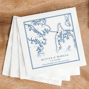 Chesapeake Bay Beach Club Navy Blue Wedding Serviette