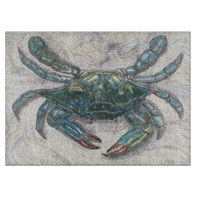 Chesapeake Bay Blue Crab Glas Cutting Board Schneidebrett (Vorderseite)