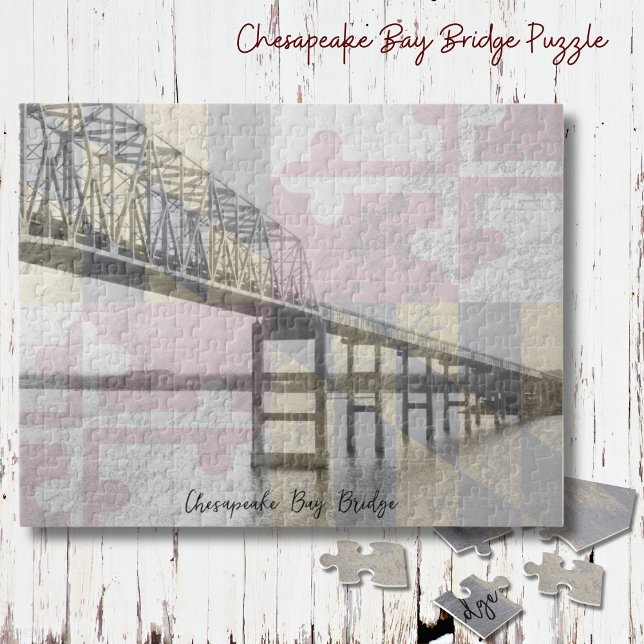 Chesapeake Bay Bridge Maryland Flag Puzzle (Personalize this cool puzzle of the Chesapeake Bay Bridge in Maryland!)