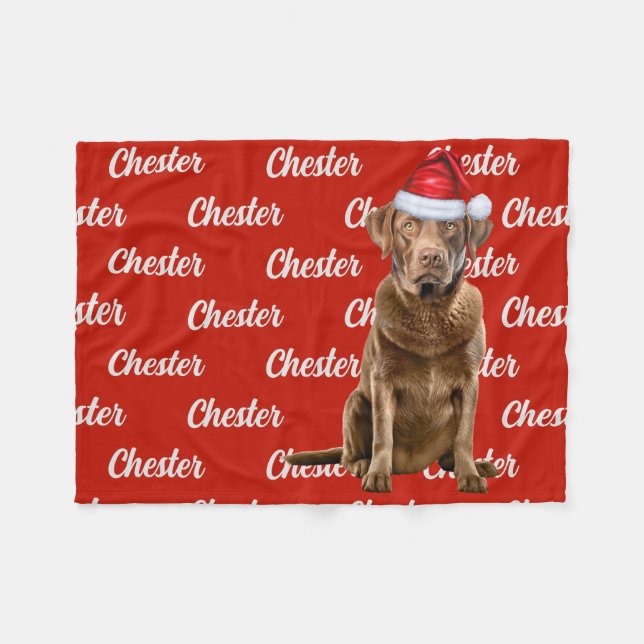 Chesapeake Bay Hund mit Namen Gemusterte Weihnacht Fleecedecke (Vorderseite (Horizontal))