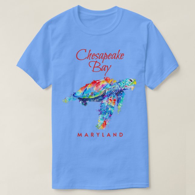 Chesapeake Bay Maryland Watercolor Sea Turtle1 T-Shirt (Design vorne)