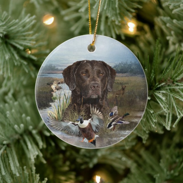 Chesapeake Bay Retriever, Art Keramik Ornament (Baum)