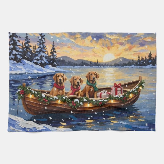 Chesapeake Bay Retriever Christmas Boat Holiday Geschirrtuch (Horizontal)