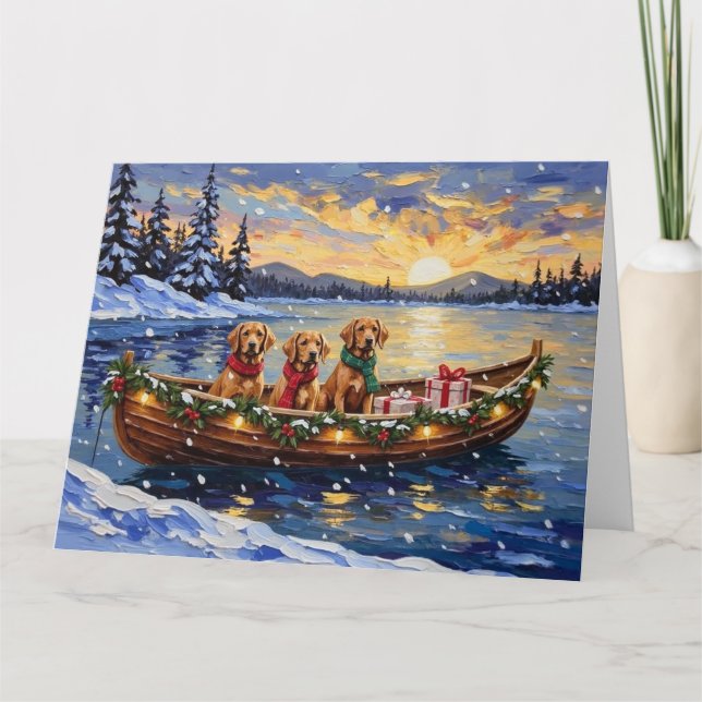 Chesapeake Bay Retriever Christmas Boat Holiday Karte (Vorderseite)