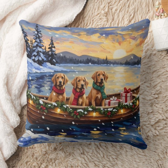 Chesapeake Bay Retriever Christmas Boat Holiday Kissen (Decke)