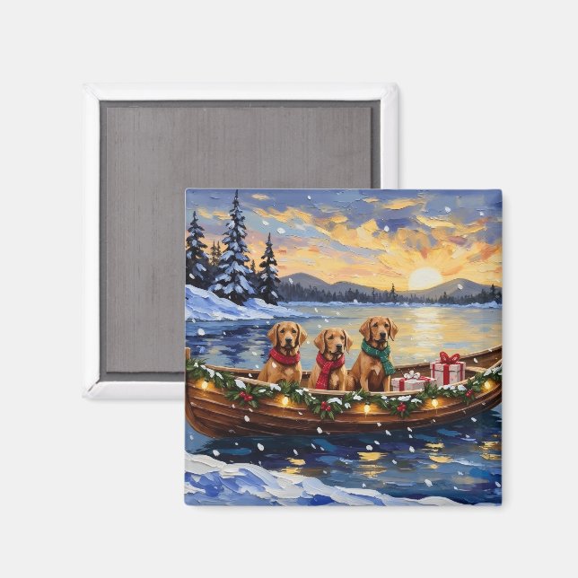 Chesapeake Bay Retriever Christmas Boat Holiday Magnet (Vorderseite/Rückseite)